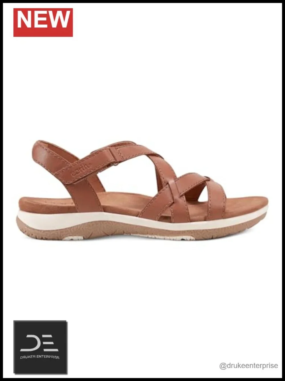 Earth Sterling Athletic Sandals Leather Open Toe Hook & Loop